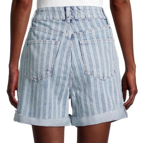 Free People We The Free Downtown High-Rise Striped Denim Cut-Off Shorts Size 27 - Picture 2 of 12